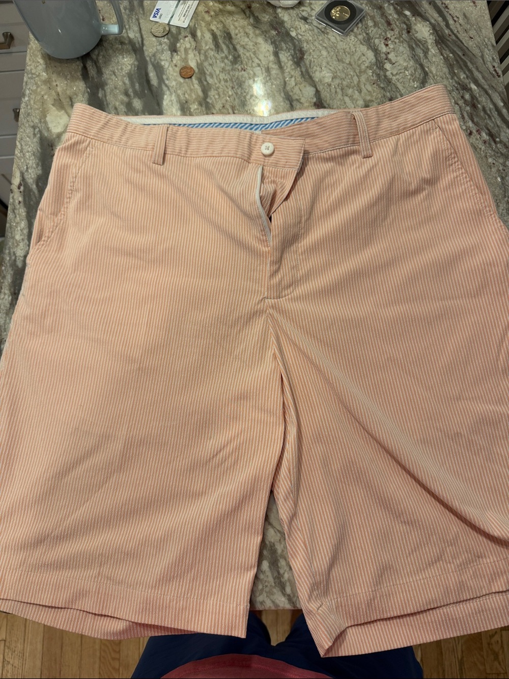 FootJoy Pink Seersucker Flat-Front Men's Shorts